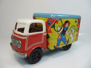 Rare Vintage 60s Soviet Russian Ussr Cccp Tin Litho Toy Circus Truck Raduga