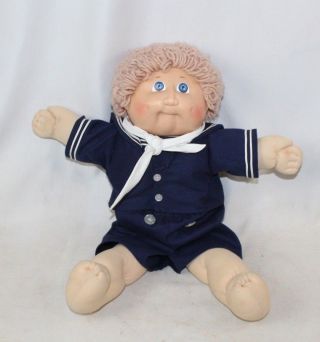 Vintage 1978 - 82 Cabbage Patch Kids Baby Boy Doll Sailor Outfit Blue Eyes Blonde