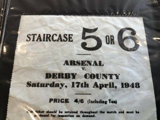 Arsenal - Early Rare Post War Ticket - League V Derby 17th April 1948