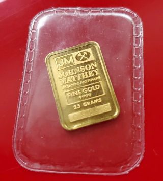 Rare Vintage 2.  5 Gram 999.  9 Gold Bullion Bar Jm Johnson Matthey G8235 -