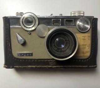 Rare First Edition Old Camera Argus Covered With Brown Leather