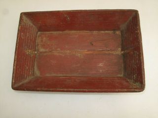 ANTIQUE PRIMITIVE WOODEN KNIFE BOX UTILITY CARRIER RED & GREEN PAINT AAFA 2