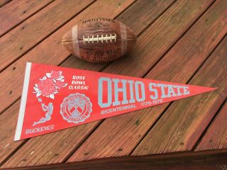 Rare Vintage Authentic Woody Hayes Ohio State 1976 Rose Bowl Football Pennant Mt
