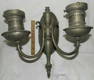 Antique Early 1900 ' s Wall Mounted Sconce Lighting Fixture Double Arm R.  P.  & Co. 2