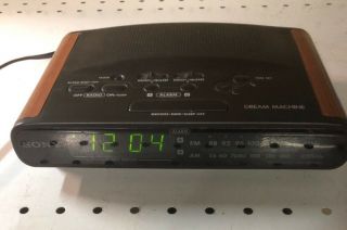 Vintage Sony Dream Machine Clock Radio With Dual Alarms Icf - C430 Wood Grain A01