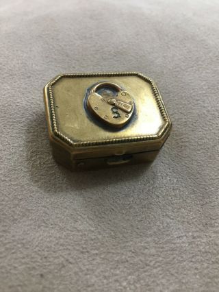 Rare Antique French Brass Padlock Patch Box Possibly Paris Exhibition Piece