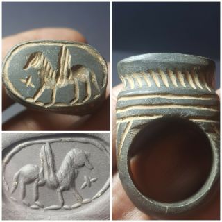 Wonderful Bactrian Old Stone Signet Intaglio Stamp Seal Ring