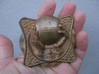 A Rare Antique Victorian Brass Buckle With Cricket Theme - Caught - C1880