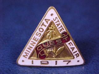 Antique 1917 Enameled Minnesota State Fair Pin Guest Screw - Back S.  D.  Childs Co.