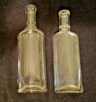 2 Small Antique/vintage Clear Glass Medicine Bottles 6 1/2 " To 7 " Tall