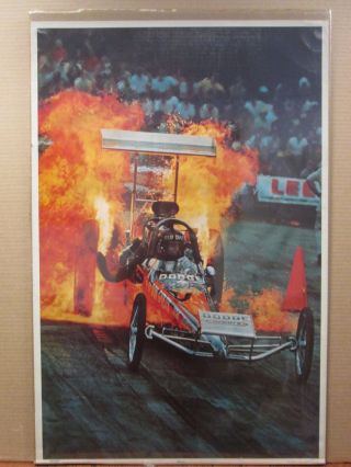 Vintage 1973 Burn Out Racing Car Go Cart Poster 10481