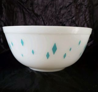 Rare Vintage 2 ½ Qt Pyrex Blue Turquoise Diamond Mixing Bowl Unmarked