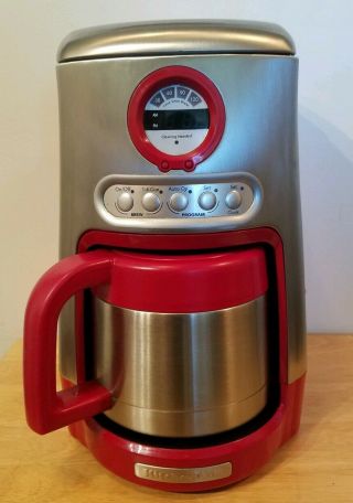 Kitchenaid Coffee Maker Programmable Digital Red W/thermal Carafel Rare