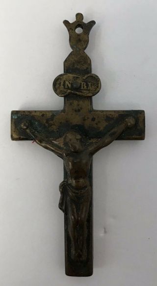 Rare Antique French 19th Century Reliquary Relic Crucifix Cross