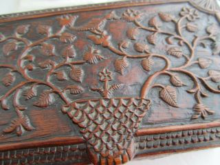 OLD CARVED BOX BIRD FLOWERS ORNATE AS FOUND 3