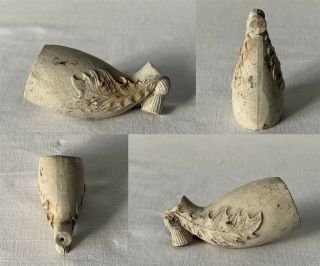 Antique Clay Pipe Bowl Stem Missing Scottish Thistle Leaf Foot Design