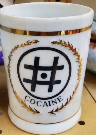 Rare Vintage Antique Porcelain Apothecary Jar Cocaine Llff