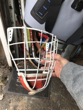 JOFA 262 SR red chin goalie cage mask senior hockey helmet face shield RARE 2