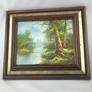Vintage Oil Painting On 8 X 10 Canvas Signed Tom Landscape Scenery