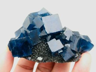 145g Find Natura Rare Blue Cube Fluorite Mineral Specimen/china