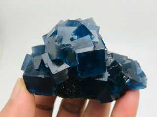 145g Find NATURA Rare Blue Cube FLUORITE Mineral Specimen/China 3