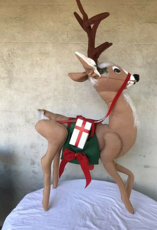 Rare Size Vintage Annalee 42 " Christmas Reindeer With Saddle Mail Bags 1965 1968