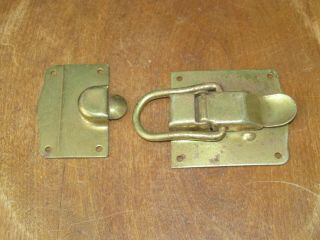 Large Antique Heavy Duty Brass Metal Trunk Or Box Clasp Lock Latch