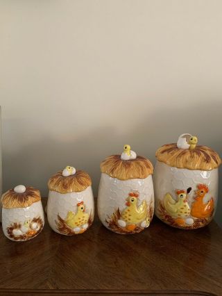 Rare Complete Set Sears Roebuck & Co 1978 Chicken Little Jar Chicks Canisters