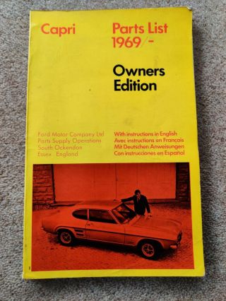Ford Capri Mk 1 Parts List - Rare Owners Edition (smaller Paper Size)