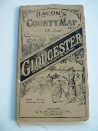 Antique Bacons County Map Of Gloucestershire Bristol Cheltenham Etc