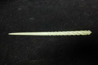 Rare Fine Old Chinese Hand Carving Natural Nephrite Jade Women Hairpin