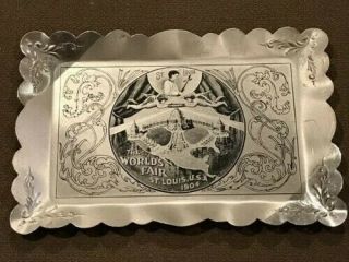 Rare Antique 1904 World’s Fair St.  Louis Metal Tray Dish Angel Cherub Cross