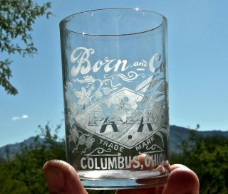 1905 Columbus Ohio Oh " Born & Co " Xx Pale Rare Beer Brewery Advert Sample Glass
