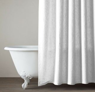 Restoration Hardware Vintage - Washed Belgian Linen Shower Curtain Std White $109