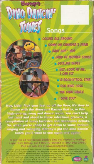 Barney ' s Dino Dancin Tunes 30 Minutes Never Seen On Tv VHS Cassette Tape RARE GC 2