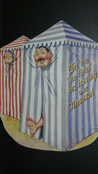 Donald Mcgill Die Cut Comic Postcard: Seaside Bathing Tents Humour Rare