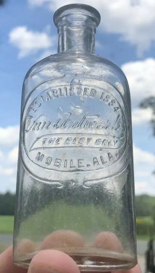 Antique Van Antwerps Drug Store Bottle Mobile Alabama Early Ala Rare
