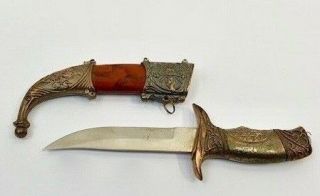 Vintage Antique Oriental Asian Knife Dagger and Elaborate Decorative Sheath 2