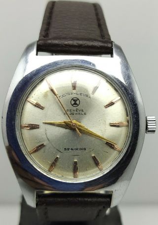 Vintage Very Antique Favre - Leuba Geneve 17 Jewels Sea - King Wrist Watch For Men