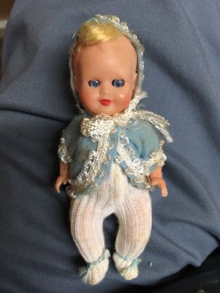 Vintage Celluloid Baby Doll Sleepy Eyes Jointed Hands Legs Made In Italy Box