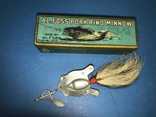 A.  L.  Foss Vintage Fishing Lure With Orig Box (advertising Tin) Classic Bait