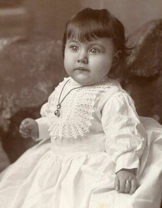 Antique Cabinet Photo Doll - Like Little Dark - Haired Girl Id 