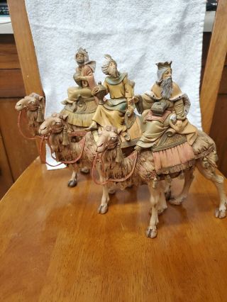 Fontanini Depose Italy Early 9.  5 " 3 Kings Wise Men On Camels Nativity 350 Rare