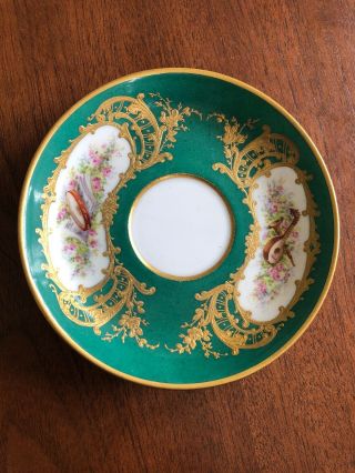 Antique Sevres Porcelain Green & Gold - Saucer - Porcelain