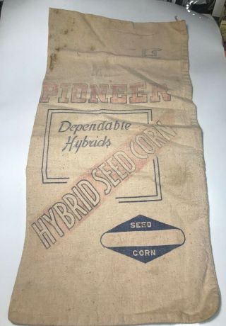 Antique Vintage Seed Sack Bag Pioneer Hybrid Seed Corn