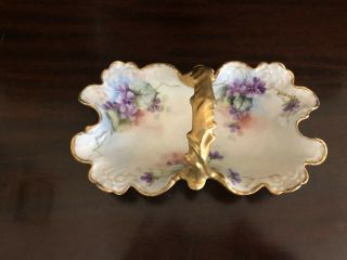 Antique Hand Painted French Jean Pouyat Limoges Hand Painted Candy Dish