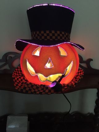 Rare Top Hat & Pipe Jack O Lantern Fiber Optic Pumpkin Halloween Target 2004