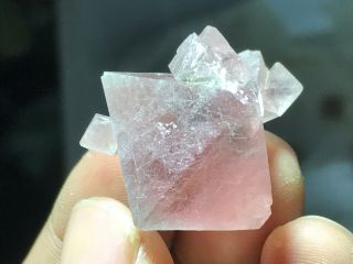 17g Rare Pink Octahedron Fluorite From Inner Mongolia