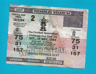 Everton V Watford 1984 Wembley Fa Cup Final Rare Ticket £17.  50 Face Value