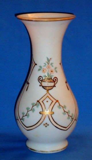 Antique Art Nouveau Deco Hand Painted Bristol Glass Vase Pontil Scar / Mark